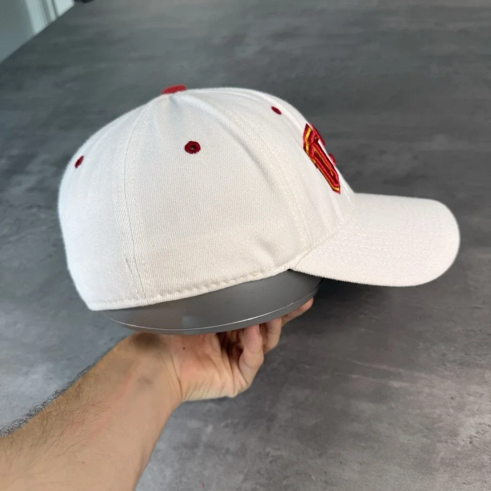 USC Trojans Hat White Flex Fitted Stretch White Baseball Cap Southern California - Picture 5 of 7
